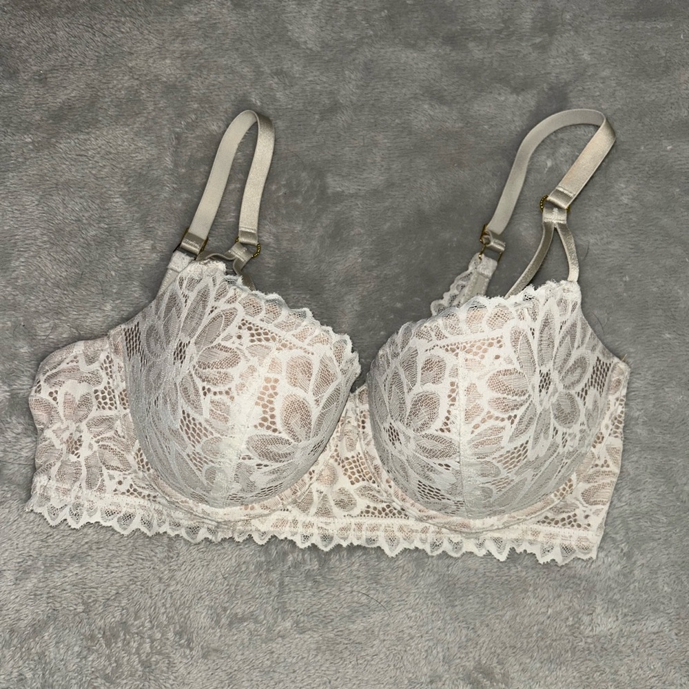 Aerie Cream Lace Floral Bra